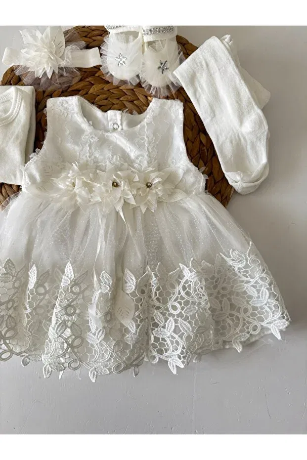 Детский комплект для новорожденных девочек с длинным рукавом Pileki Baby, White — фото 3