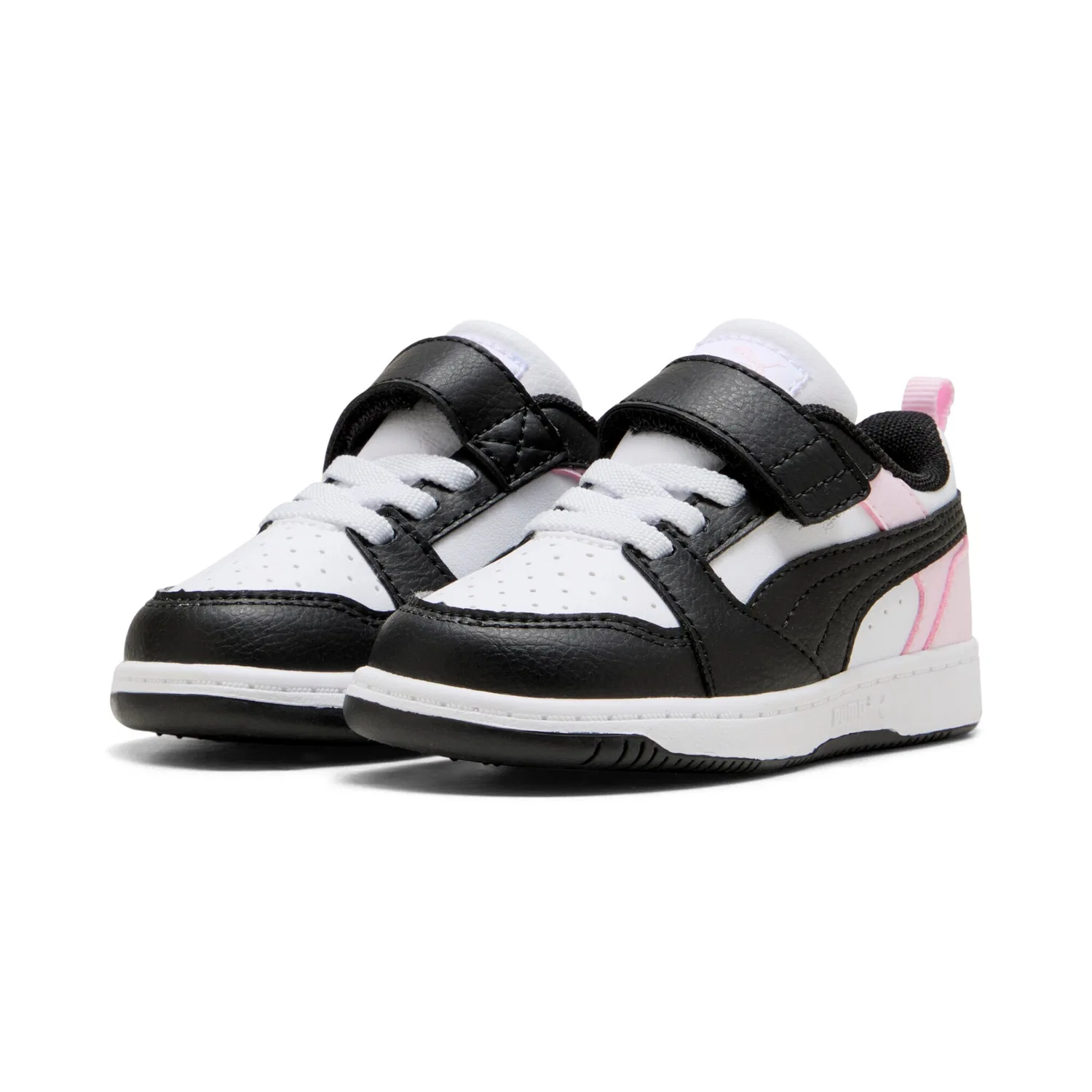 Детские кроссовки с низким силуэтом Rebound v6 Low PUMA, White/Black/Pearl Pink
