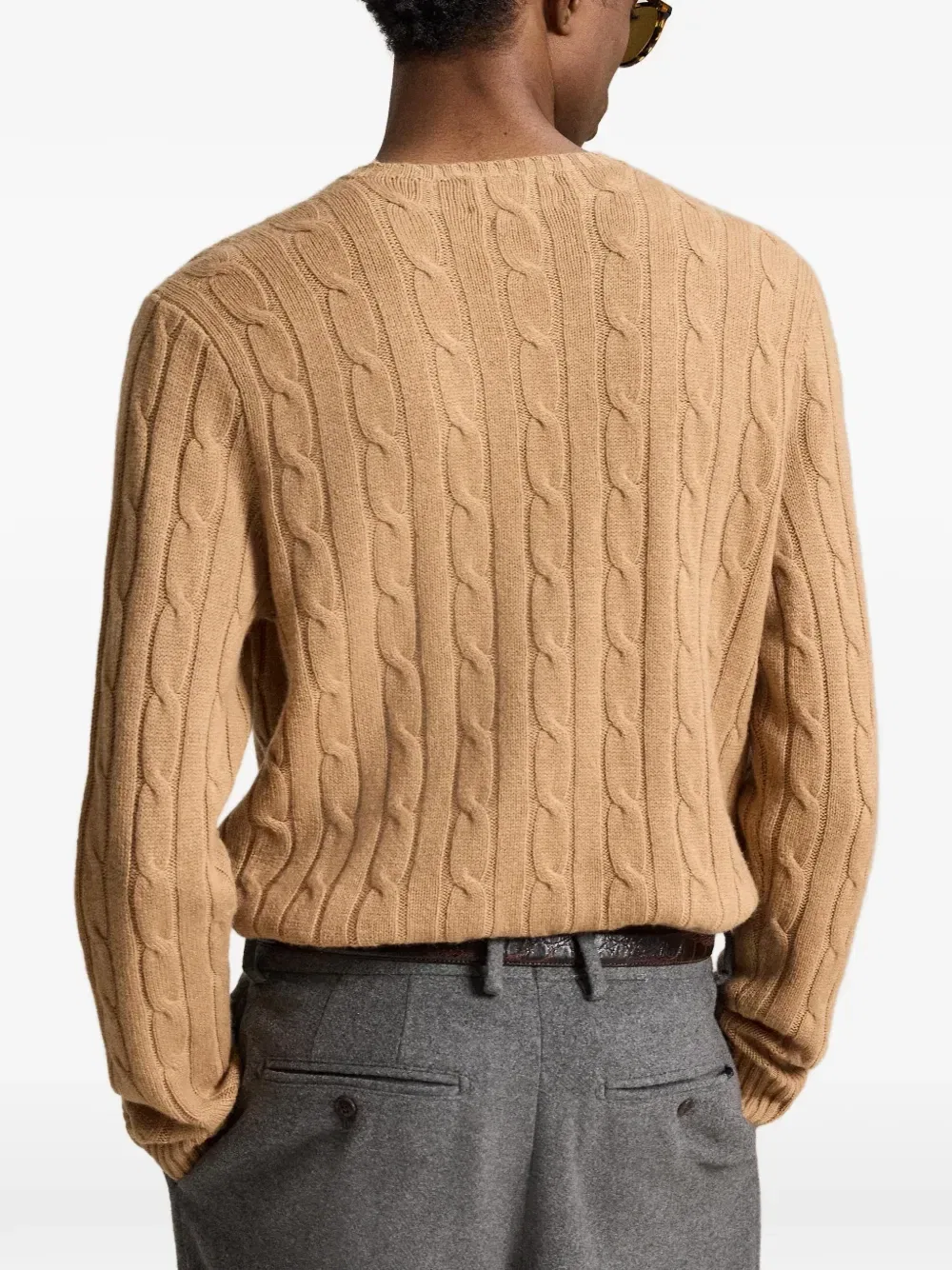 Кашемировый свитер фактурной вязки Polo Ralph Lauren, бежевый — фото 4