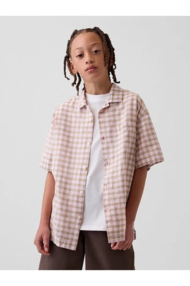 Детская рубашка для мальчиков льняная Gap, Light Brown
