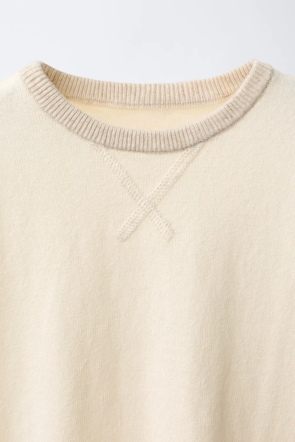Вязаная футболка из хлопка и льна ZARA, Light beige — фото 3