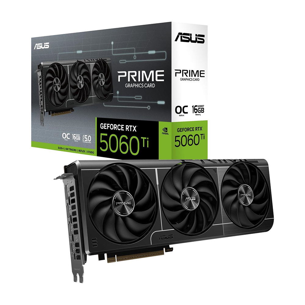 

Видеокарта ASUS PRIME GeForce RTX 5060 Ti OC, 16 Гб, чёрный