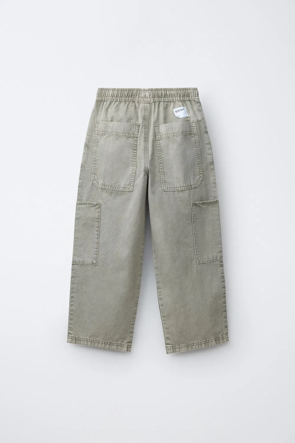 Свободные брюки с эффектом потертости из хлопка и льна ZARA, Taupe Grey — фото 2