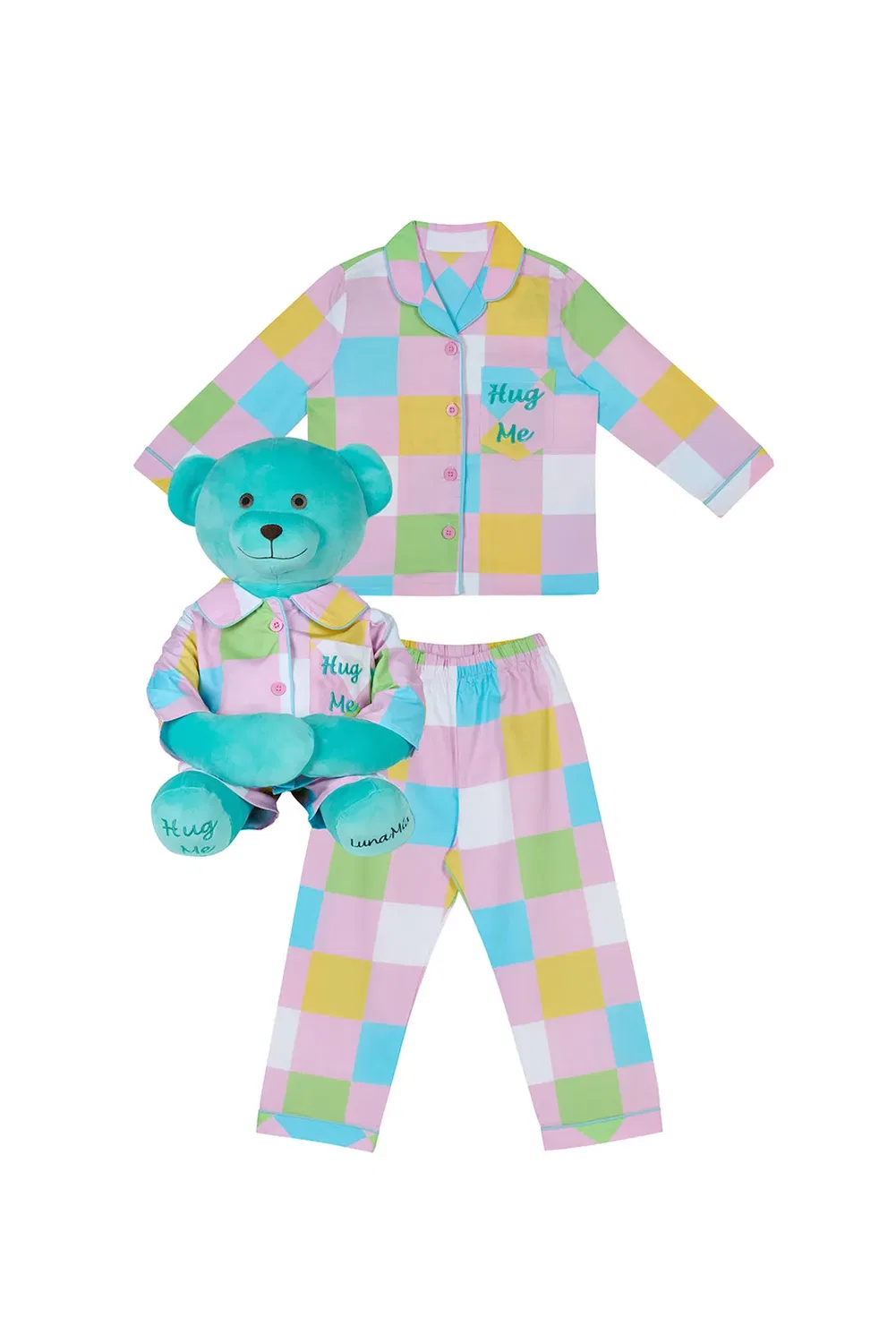 Женский комплект пижамы с длинным рукавом Emily' hug me pyjama set with matching mega size teddy bear Lunamia, Green — фото 4