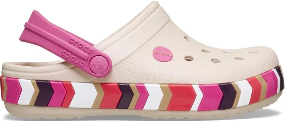 Детские сабо с принтом Crocband Chevron Band Clog K Crocs, Frappé Quiet Rose