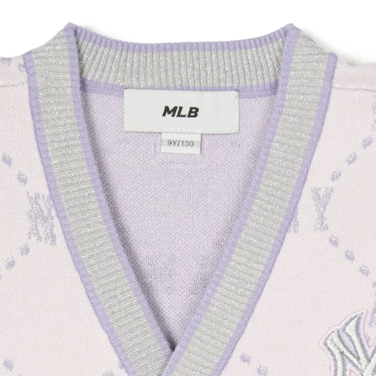 Детский свитер с V-образным вырезом Pink MLB KIDS — фото 4