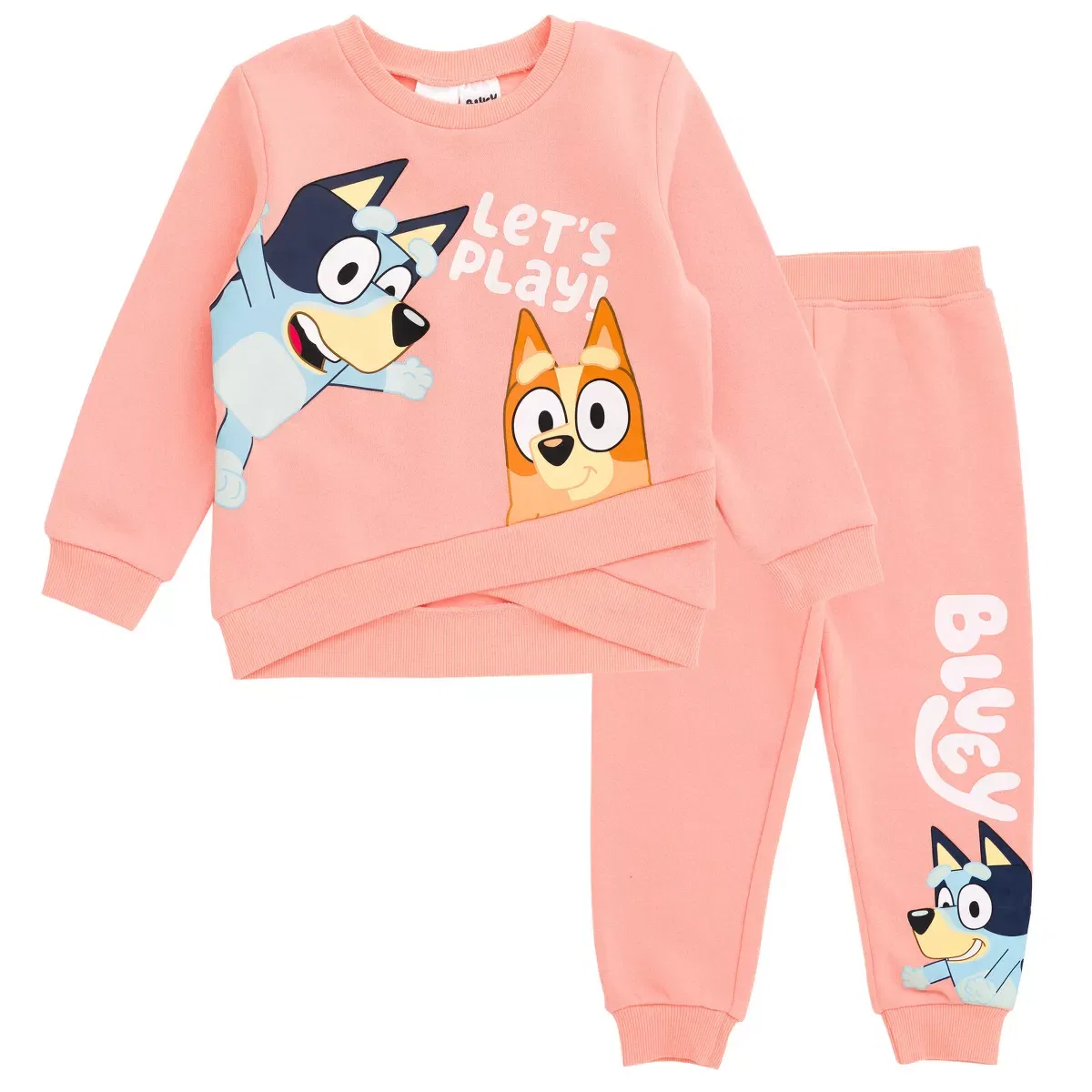 Детский комплект из толстовки и спортивных штанов с принтом Bluey, Цвет Coral Pink