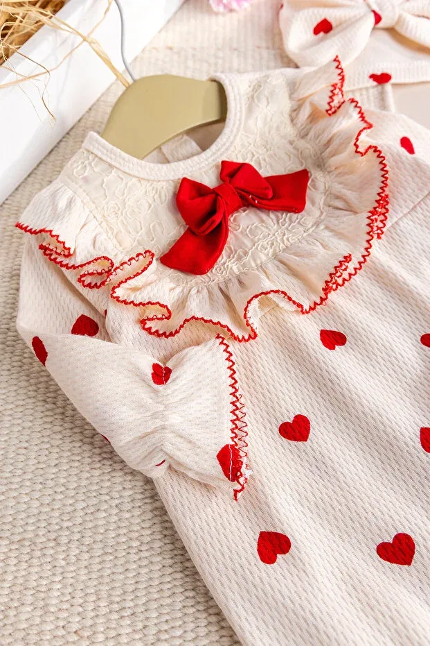 Детский комбинезон для девочек хлопковый с принтом Young Babymod, Red — фото 4