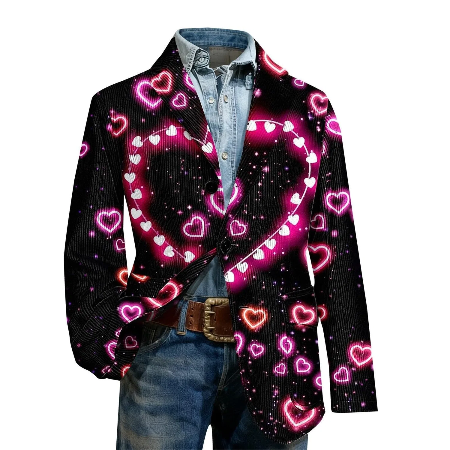 Женская куртка из вельвета с принтом Heart Print, 02 Rosa Caldo