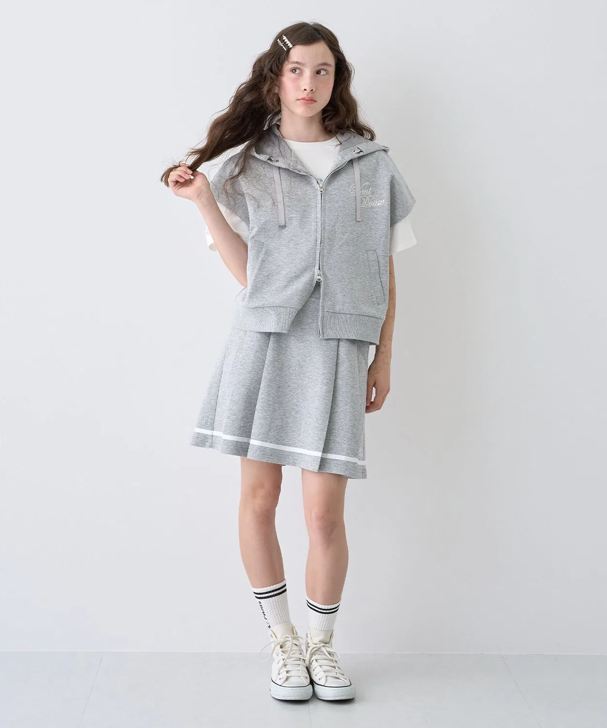 Детский комплект из парки и юбки с принтом Pom Ponette Junior, Black — фото 2