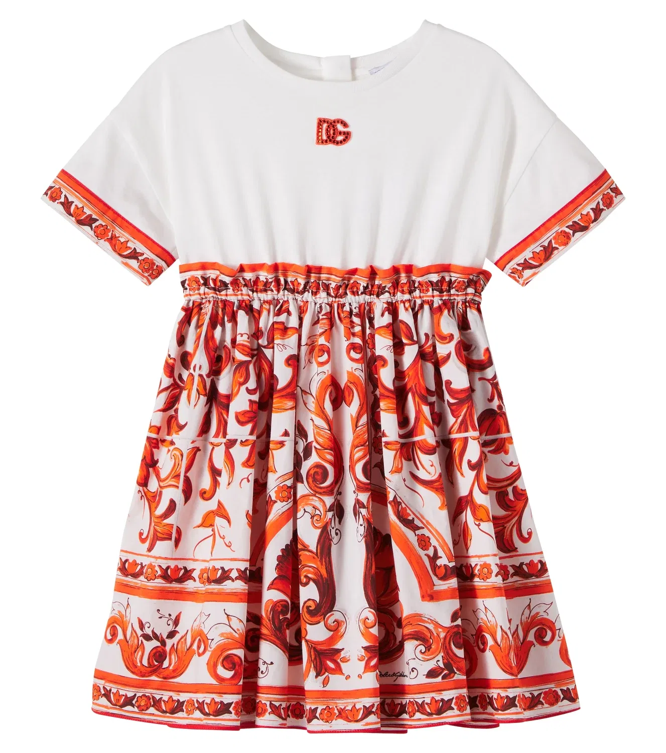 Платье хлопковое Majestic Dolce&Gabbana Kids, оранжевый
