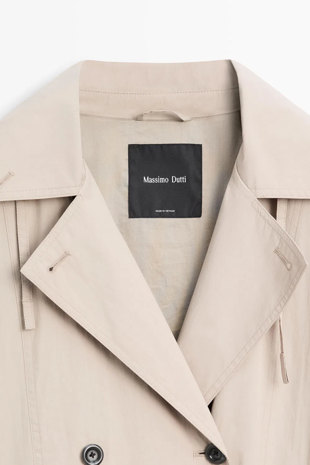 Тренч Massimo Dutti Cotton Blend Technical, жемчужно-серый — фото 4