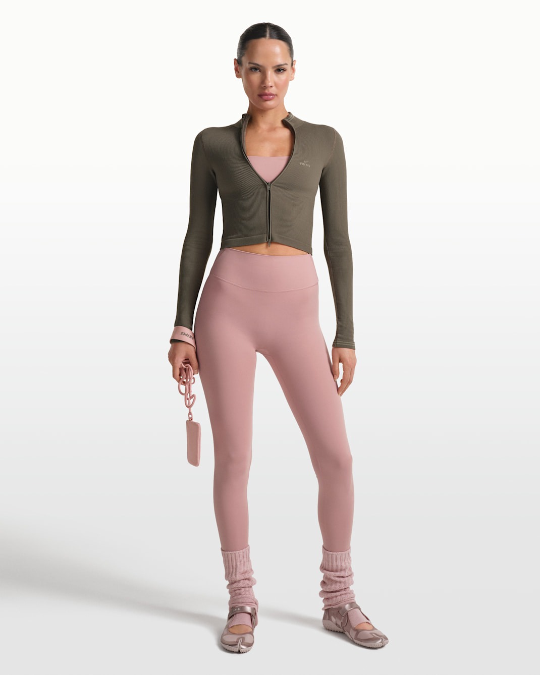 

Спортивная толстовка Nike x SKIMS Ribbed Seamless Women's Cropped Full-Zip, зеленый