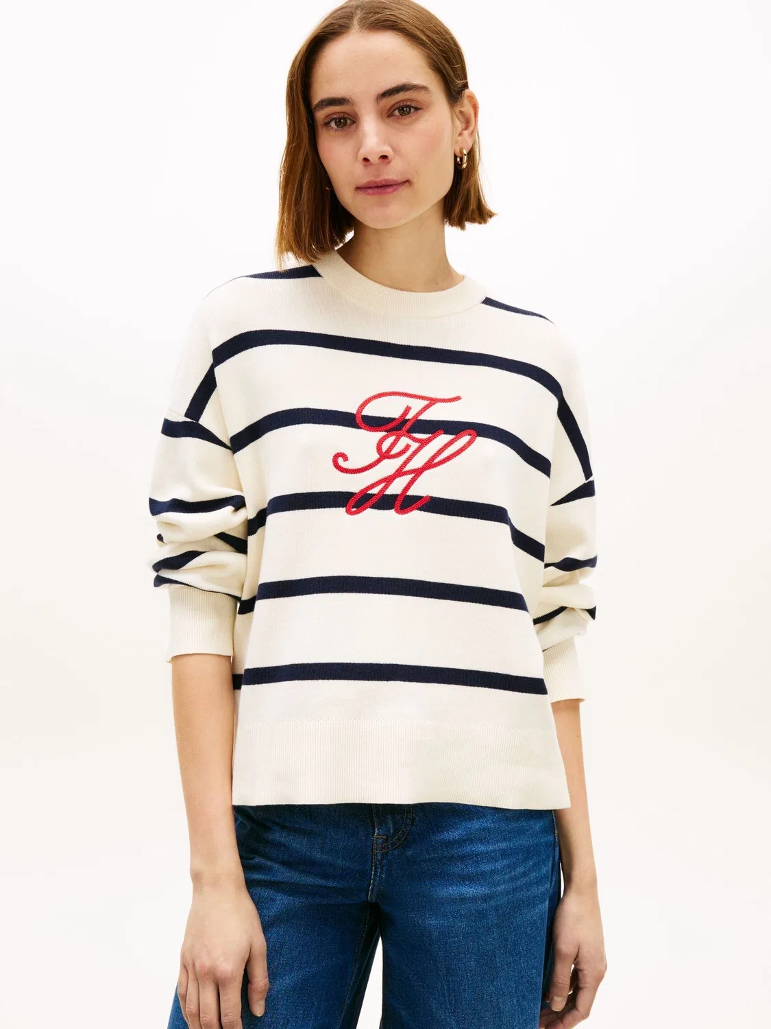 Джемпер, хлопок, Premium Knit Tommy Hilfiger, белый