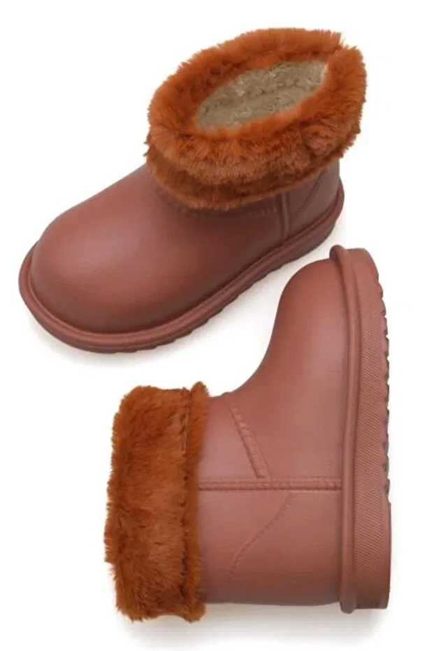 Детские ботинки для девочек утепленные Fur-Lined Waterproof Lightweight Winter Boots Bukond, Tan Color — фото 2