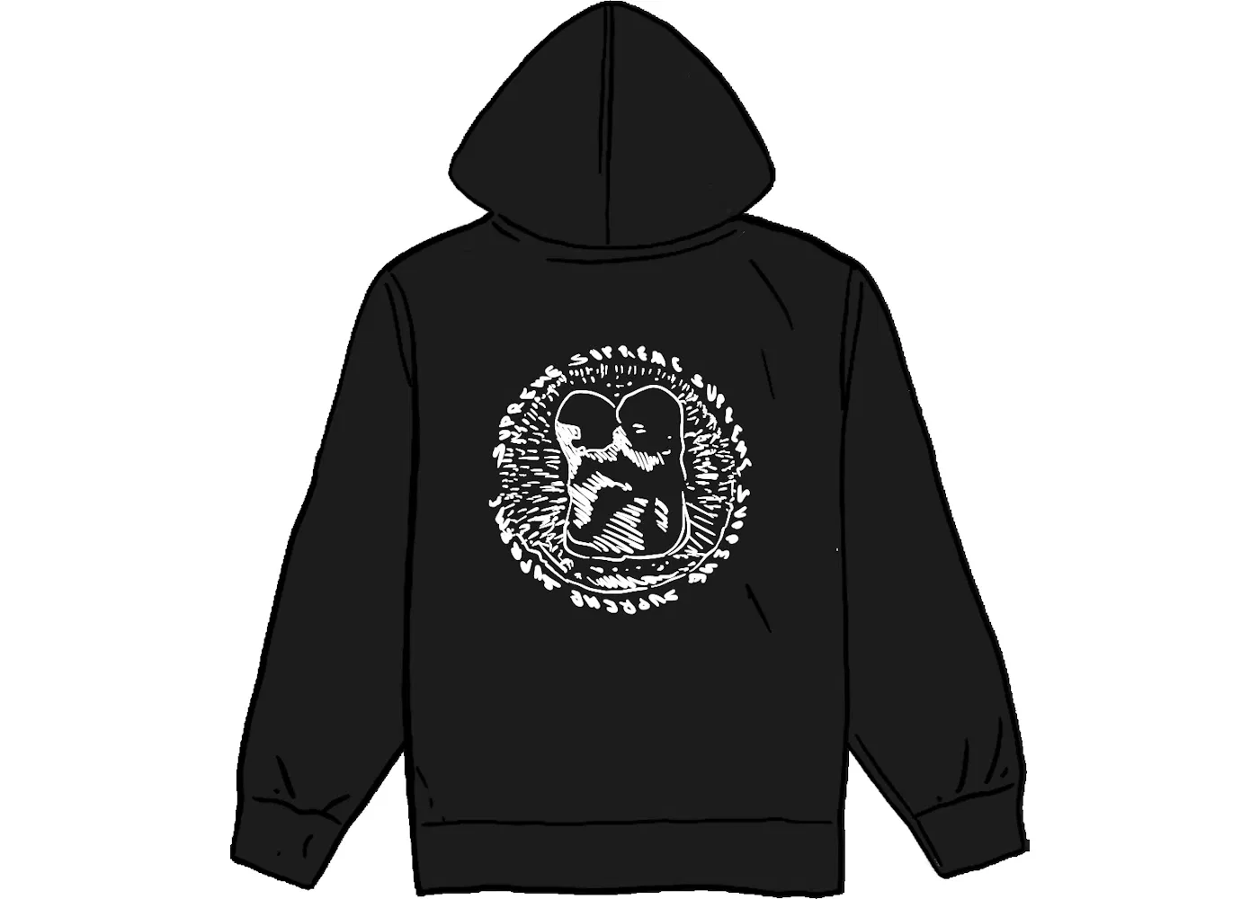 Мужской свитшот с капюшоном с принтом Supreme, Black