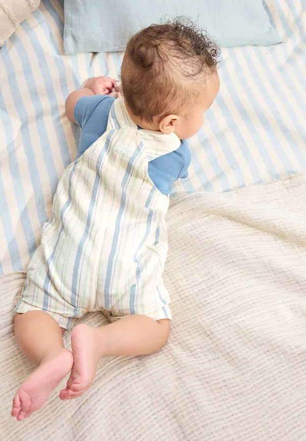 Комплект из топа и шорт из хлопка Regular fit set - body Next Stripe, синий — фото 2