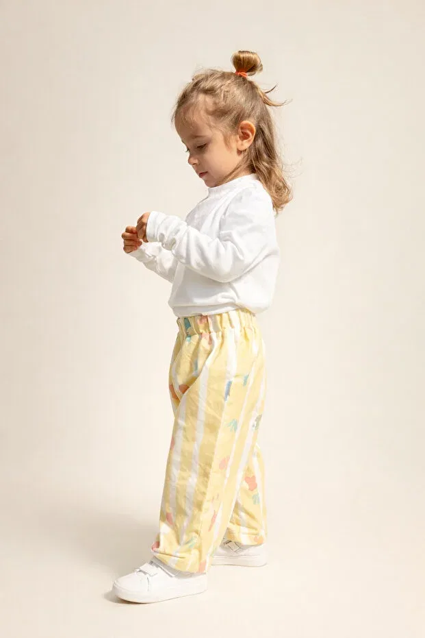 Детские брюки для девочек свободные Bold Lines Lemon Garden Pinklime Jr., Yellow — фото 2