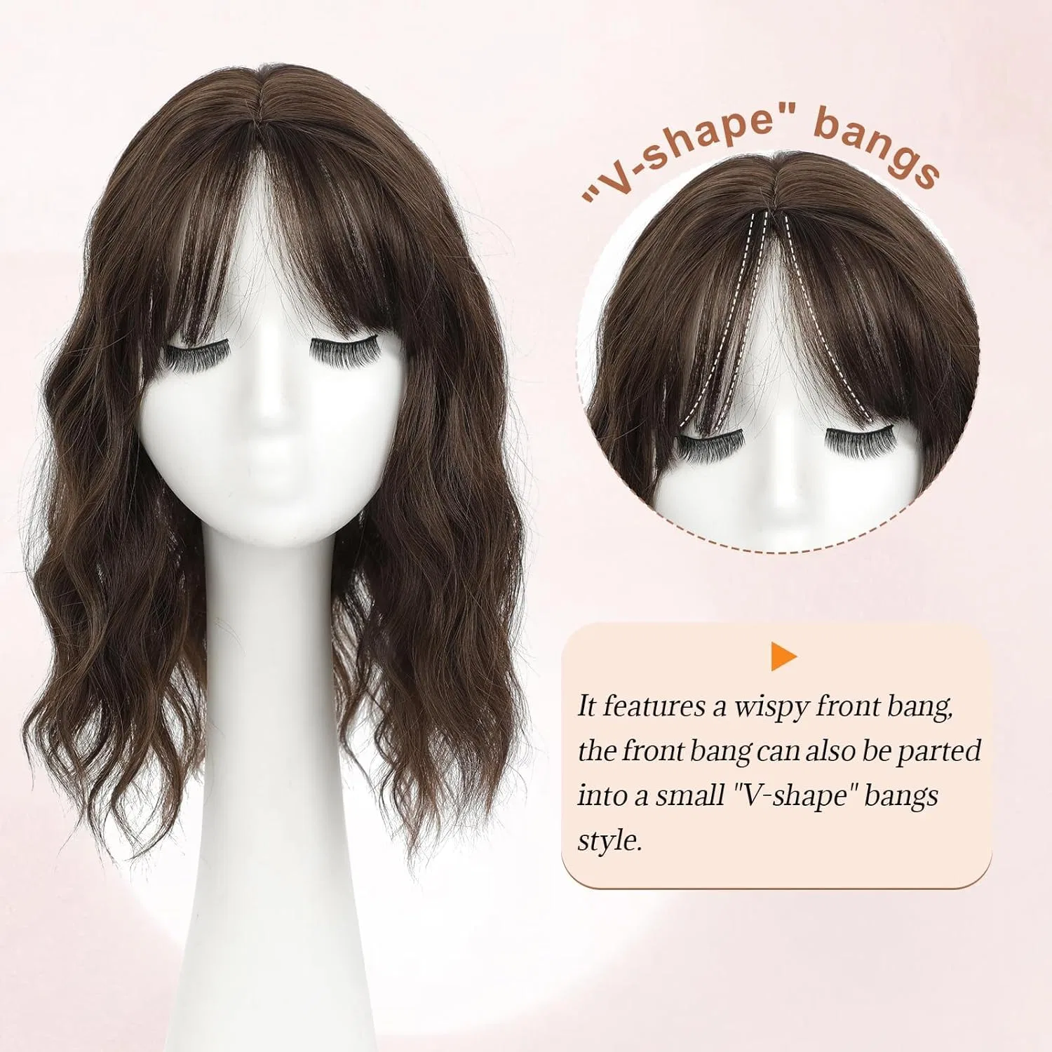 Накладка на макушку с челкой для тонких волос Flyroseing Flyroseing, Chocolate Brown — фото 3