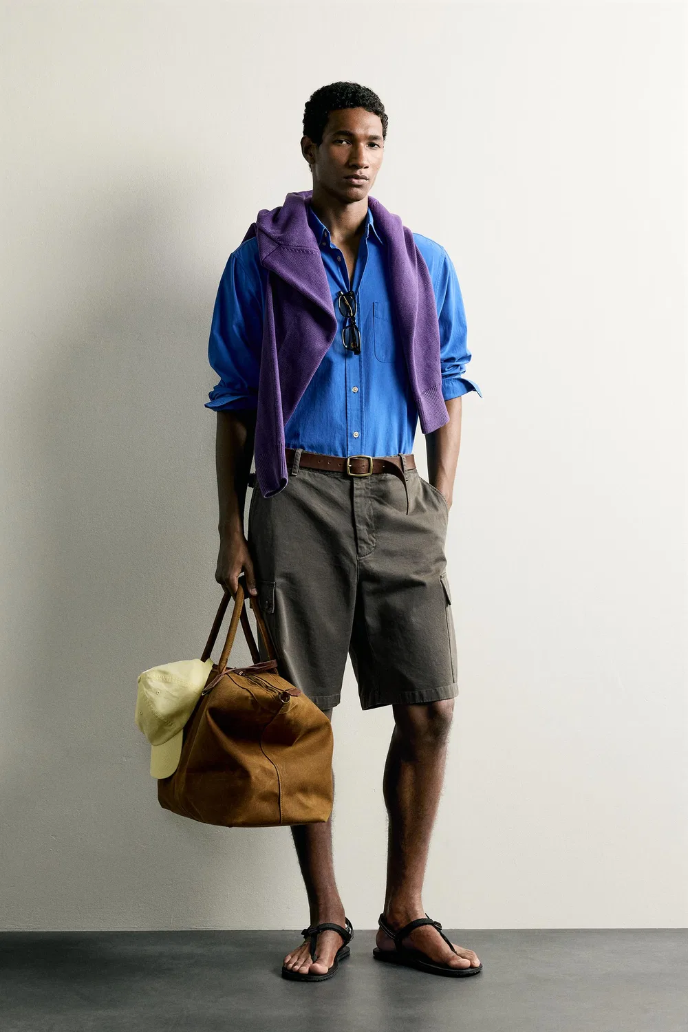 Хлопковая рубашка свободного кроя ZARA, Bluish