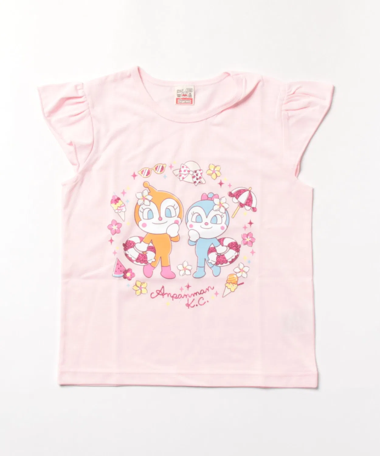 Детская футболка с коротким рукавом с принтом Dokin-chan Kokin-chan ANPANMAN KIDS COLLECTION, Pink