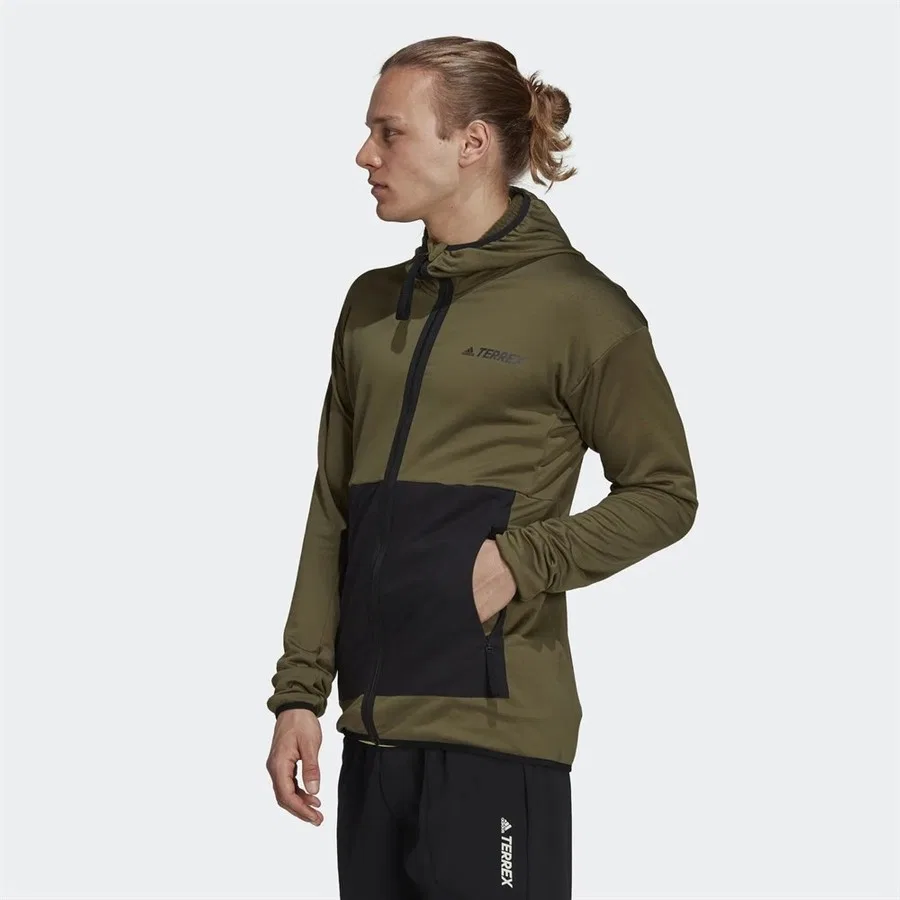 Худи из флиса с капюшоном Terrex Tech Fleece Light Hiking adidas, Зеленый — фото 2