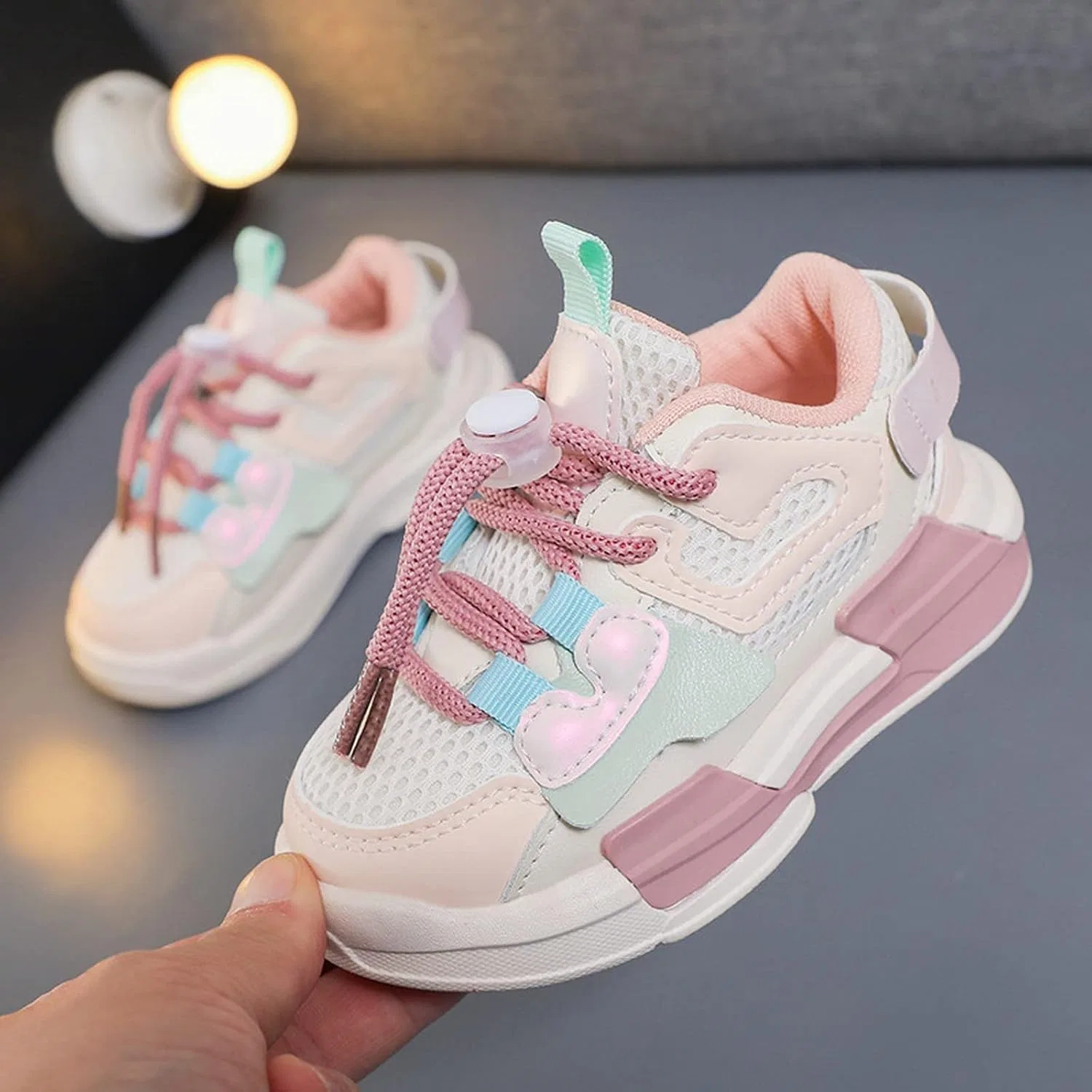 Детские кроссовки для девочек с высокой шнуровкой, Pink — фото 4