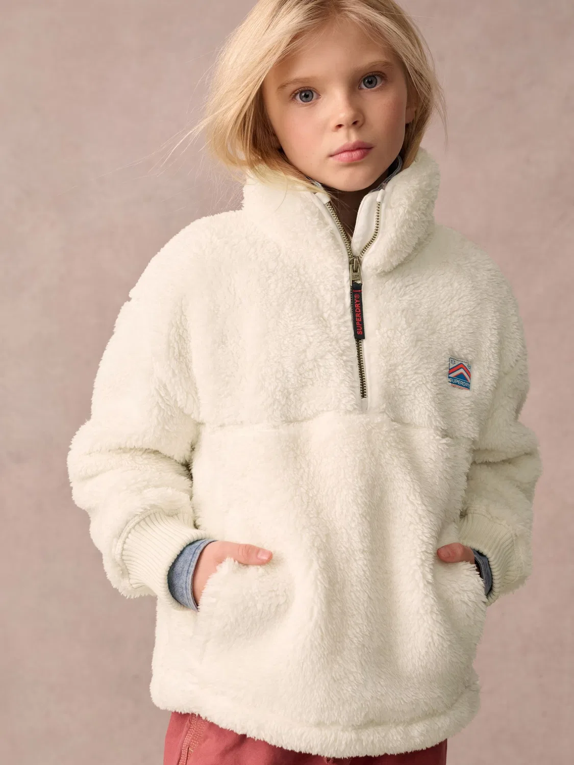 Флисовая кофта куртка Superdry Co, белый — фото 3