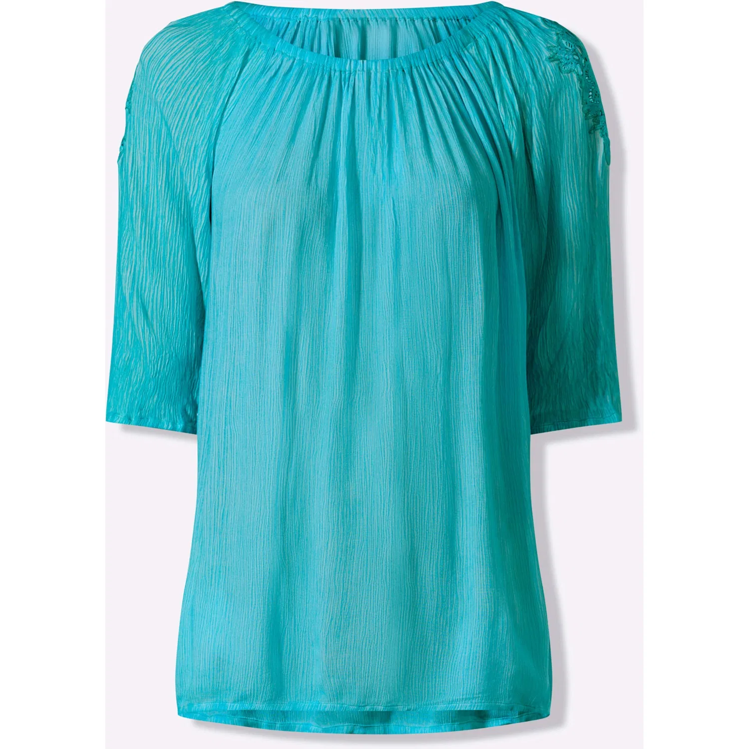 Женская блуза в стиле крэш с цветочным принтом heine, Turquoise — фото 4