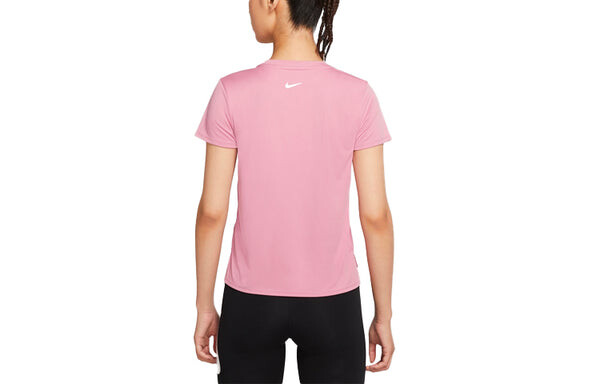 Футболка dri fit swoosh run logo print round neck pink Nike, розовый — фото 2