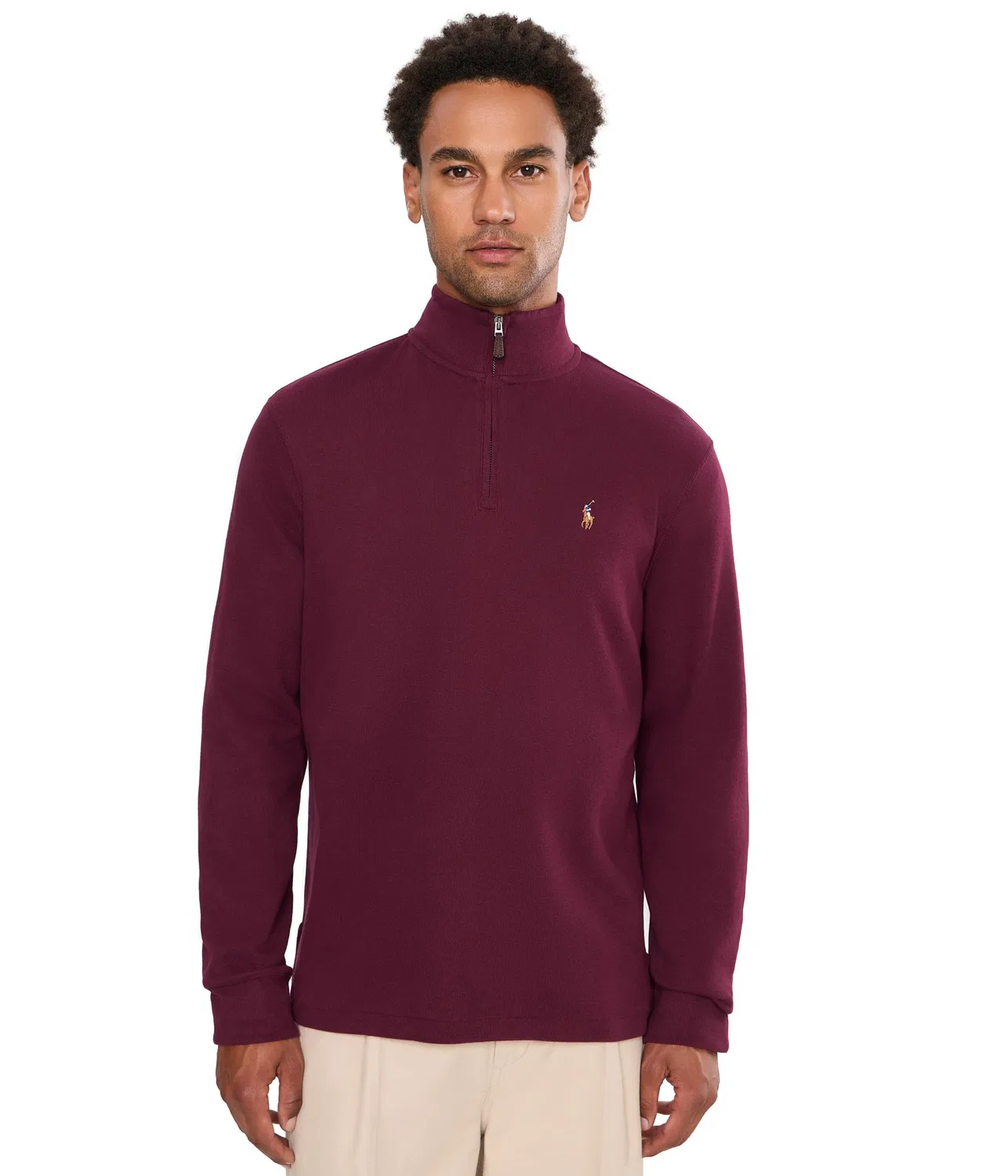 Пуловер Estate-Rib с застежкой-молнией на четверть длины Polo Ralph Lauren, Classic Wine