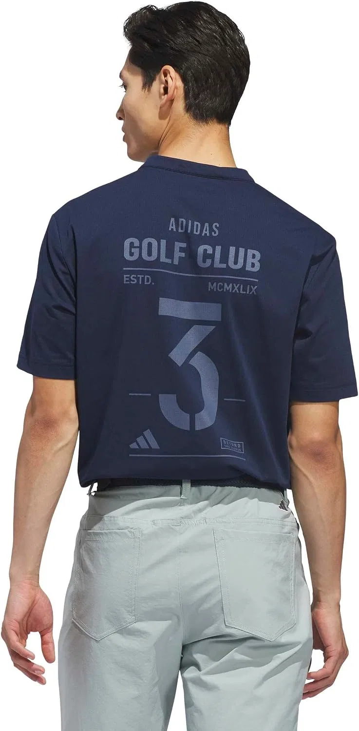 Мужская футболка-поло с воротником-хенли adidas Golf Beyond Club Twistknit Range Shirt, Collegiate Navy — фото 3