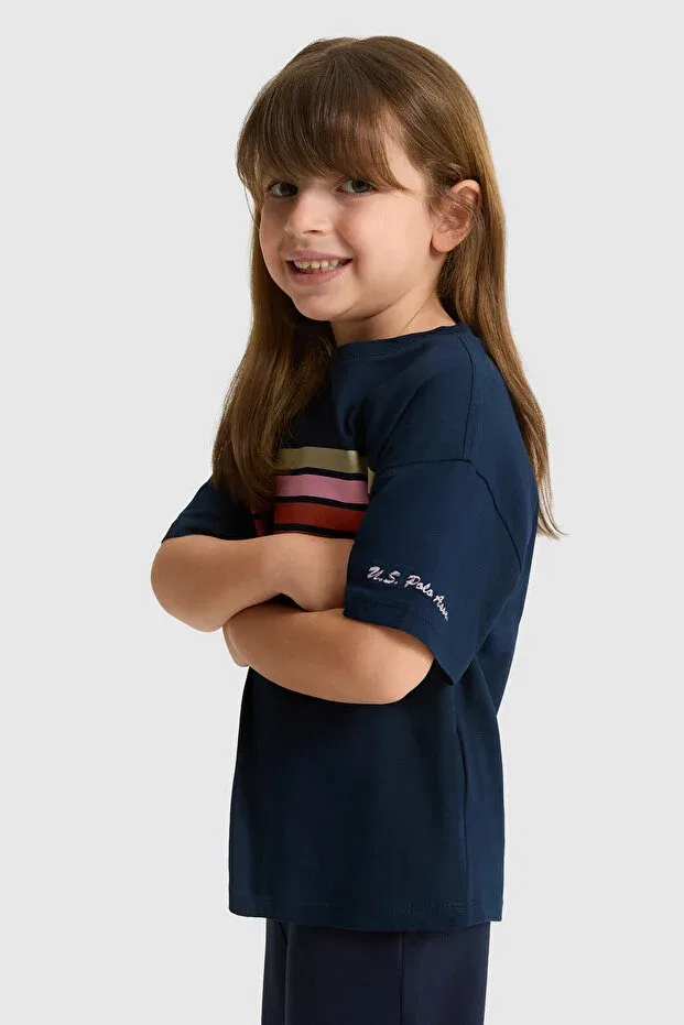 Детская футболка для девочек хлопковая U.S. Polo Assn., Navy Blue — фото 3