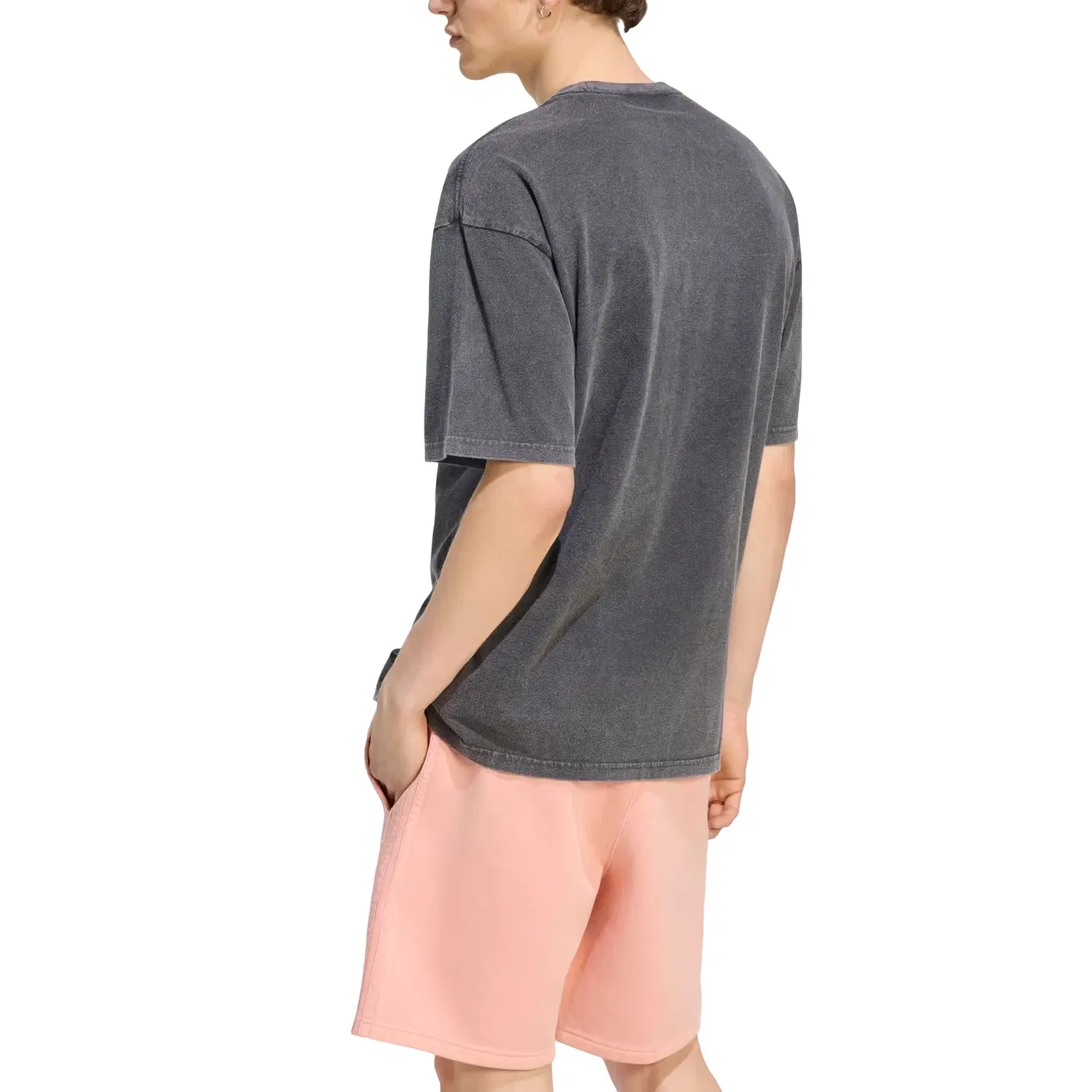 Мужская футболка с принтом Trefoil Essentials Washed Loose Dropped Adidas, черный — фото 3