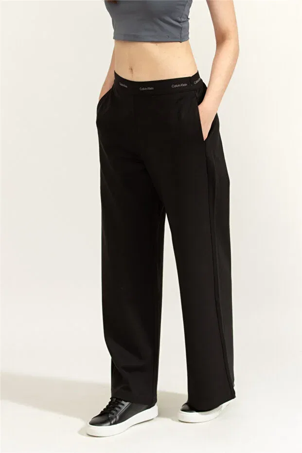 Женские широкие брюки из ткани Calvin Klein, Black — фото 3