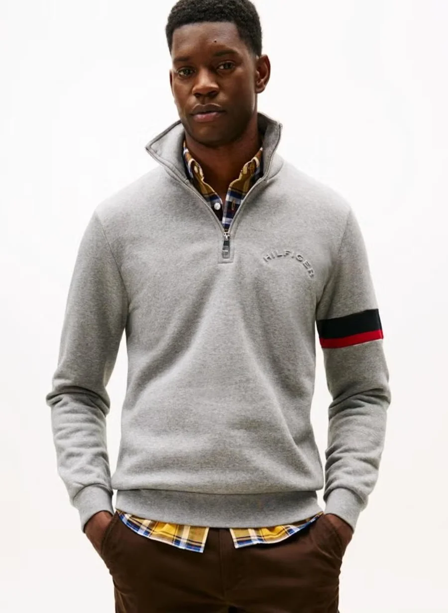 Свитшот Tommy Hilfiger Casual Half Zip, серый