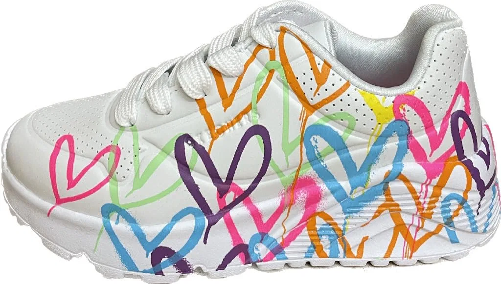 Детские кроссовки для девочек Uno Lite Skechers, White Multi Neon — фото 2