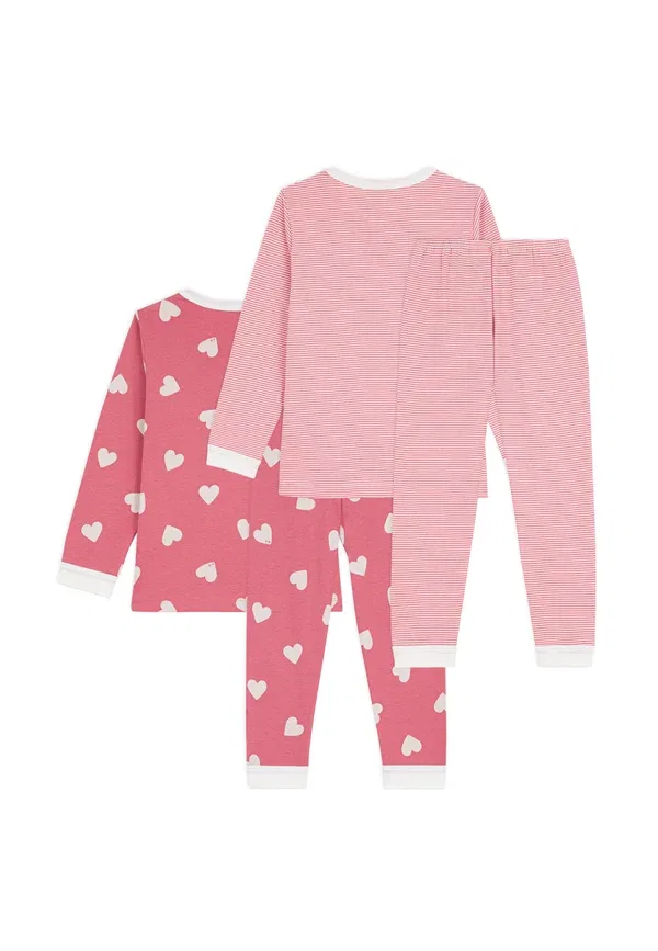 Пижамный комплект из хлопка Pyjalong Petit Bateau, Pink White, белый/розовый — фото 2