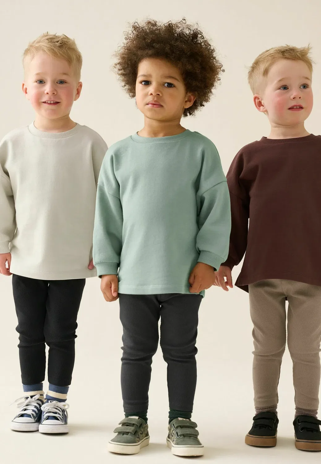 Комплект из трех предметов: футболка и леггинсы стандартного кроя Next, Brown Green Off-White — фото 2