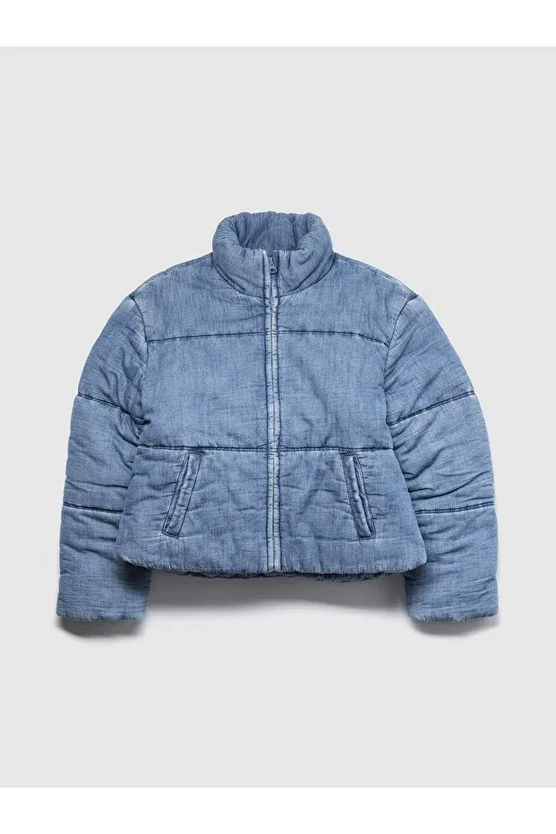 Детское джинсовое пальто для девочек с принтом Gap, Light Blue000