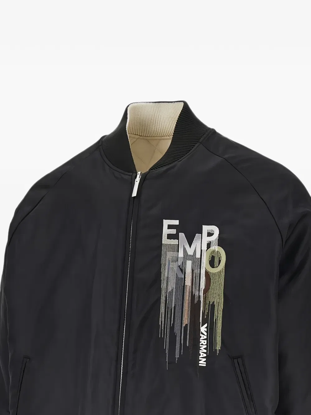 Бомбер с длинными рукавами и вышитым логотипом EMPORIO ARMANI, черный — фото 2