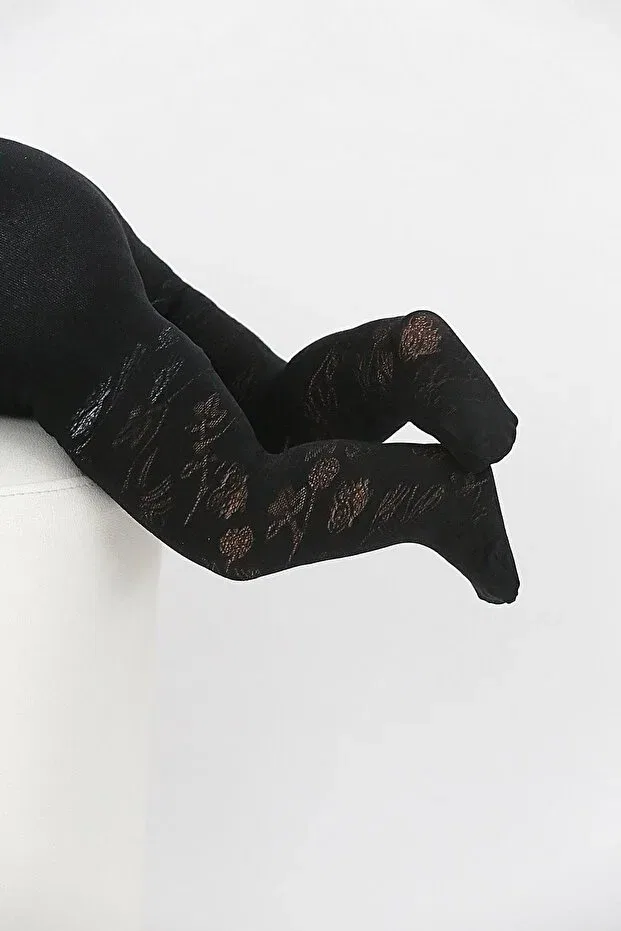 Детские колготки для девочек с принтом Arıcık baby pantyhose Daymod, Black