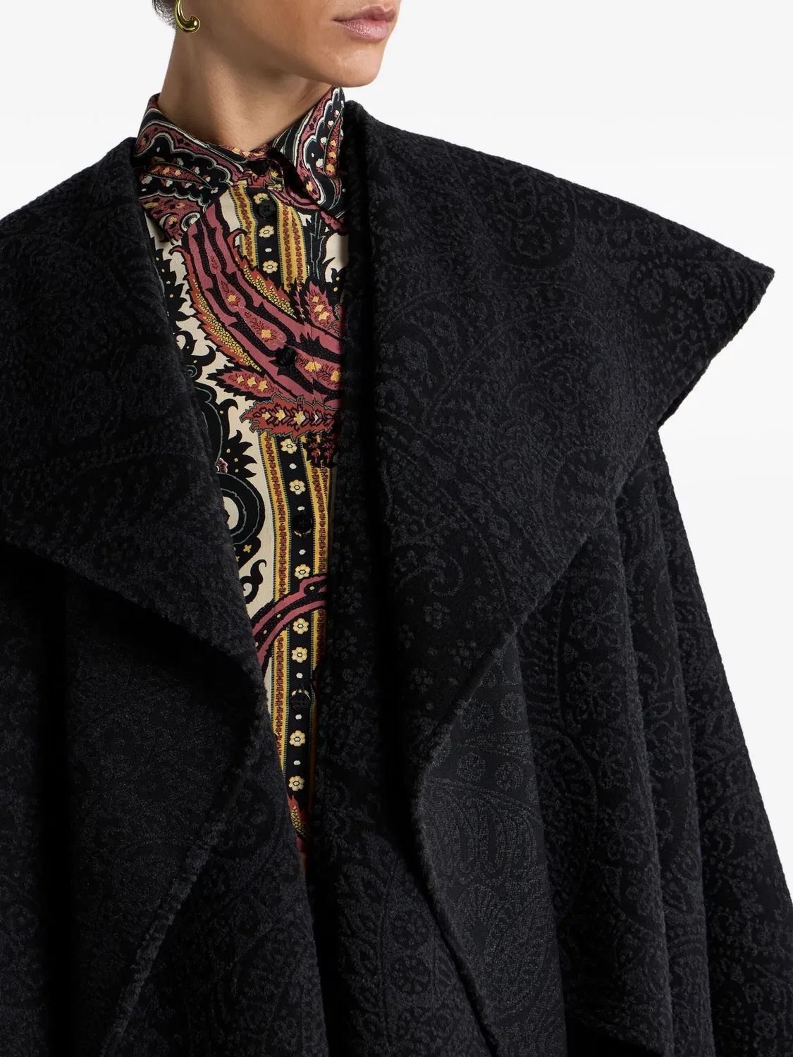 Кейп с жаккардовым узором в стиле пейсли ETRO, черный — фото 2