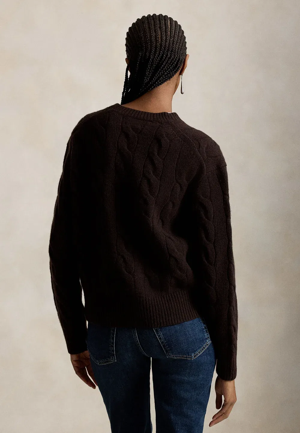 Свитер-Джемпер крупной вязки из шерсти и кашемира Polo Ralph Lauren, Walnut Brown Melange — фото 3