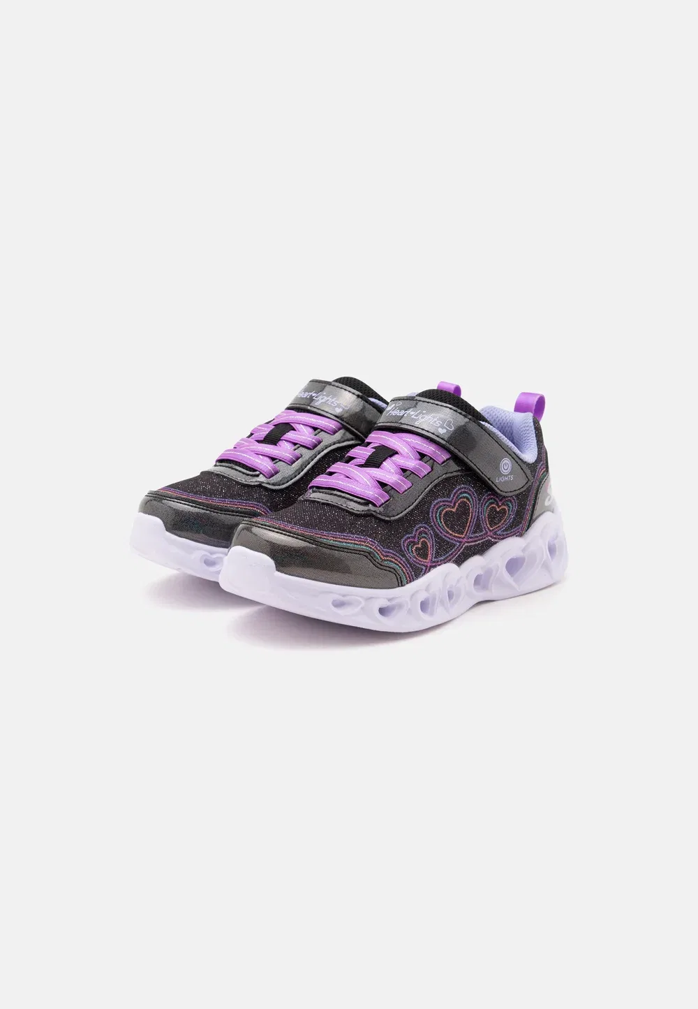 Светящиеся сердечки - кроссовки Skechers, Black/Multi-Coloured — фото 2
