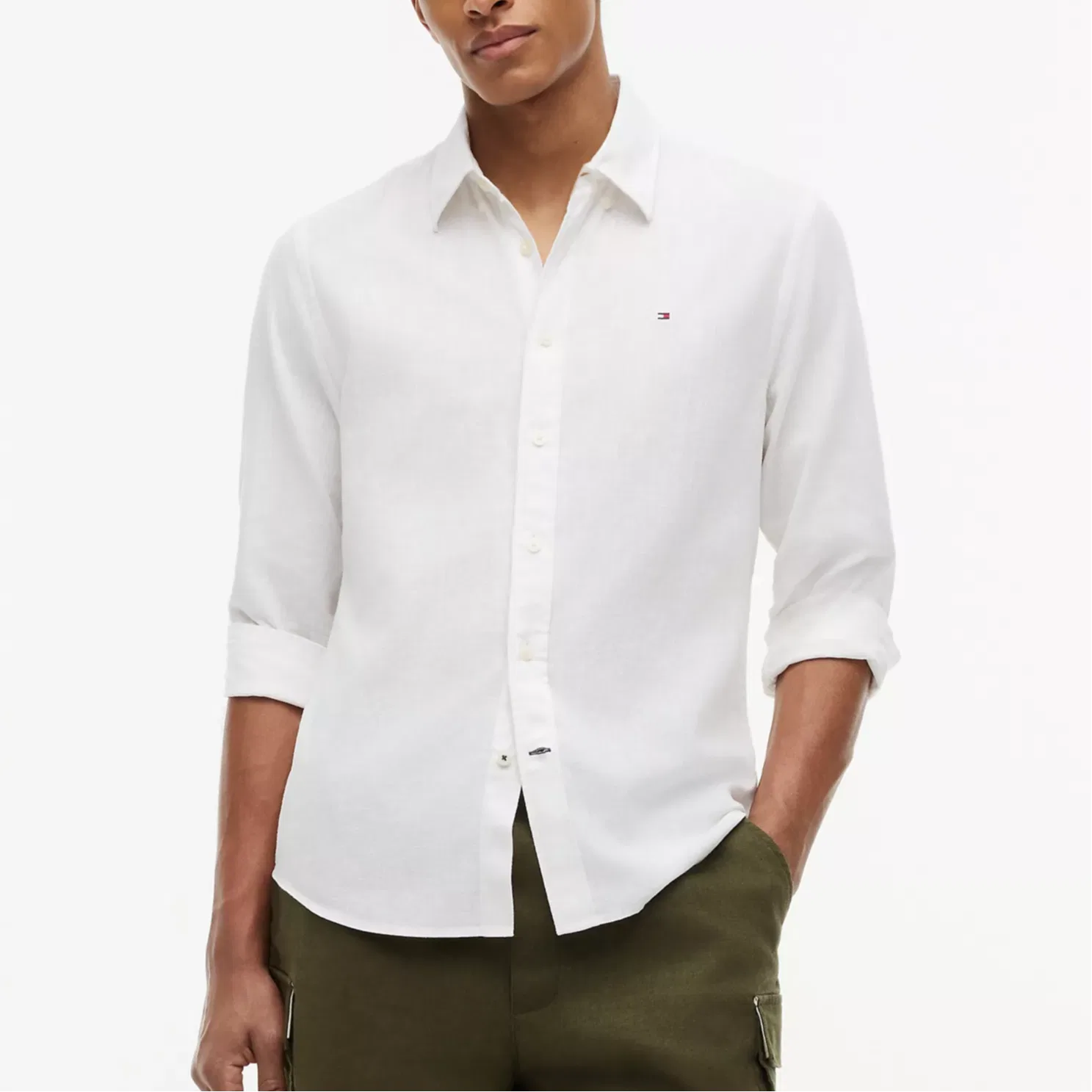 Мужская рубашка с отложным воротником Tommy Hilfiger, Optical White — фото 4