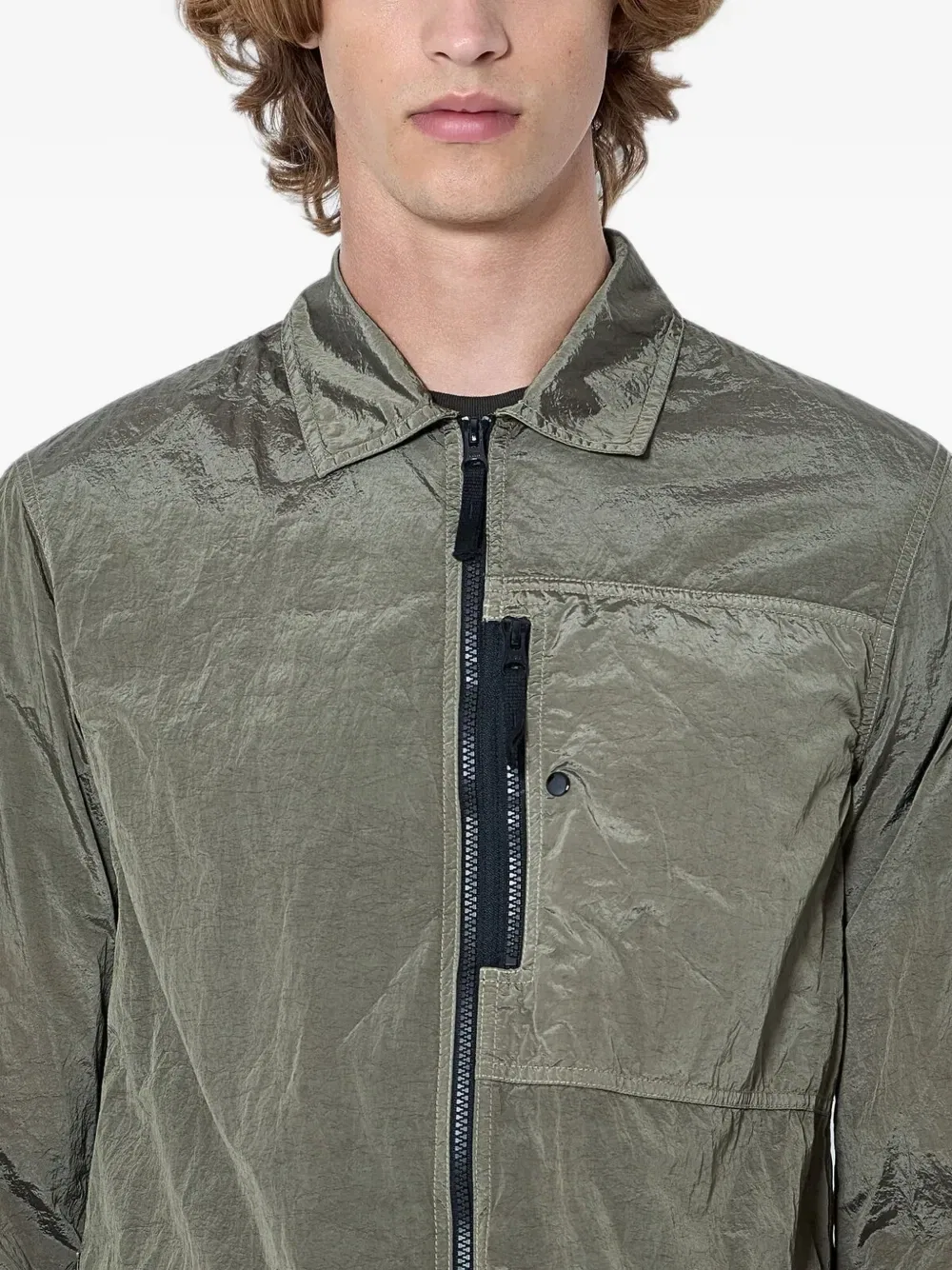 Куртка на молнии с накладными карманами Stone Island, зеленый — фото 4