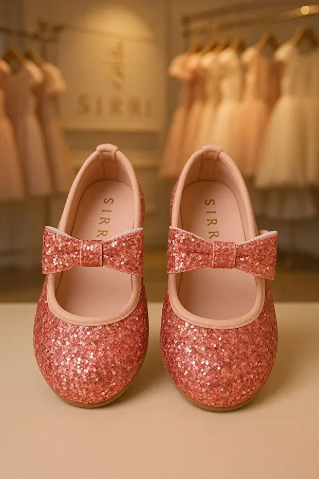 Детские балетки для девочек с принтом Bonita Bow Glitter Sirri, Powder