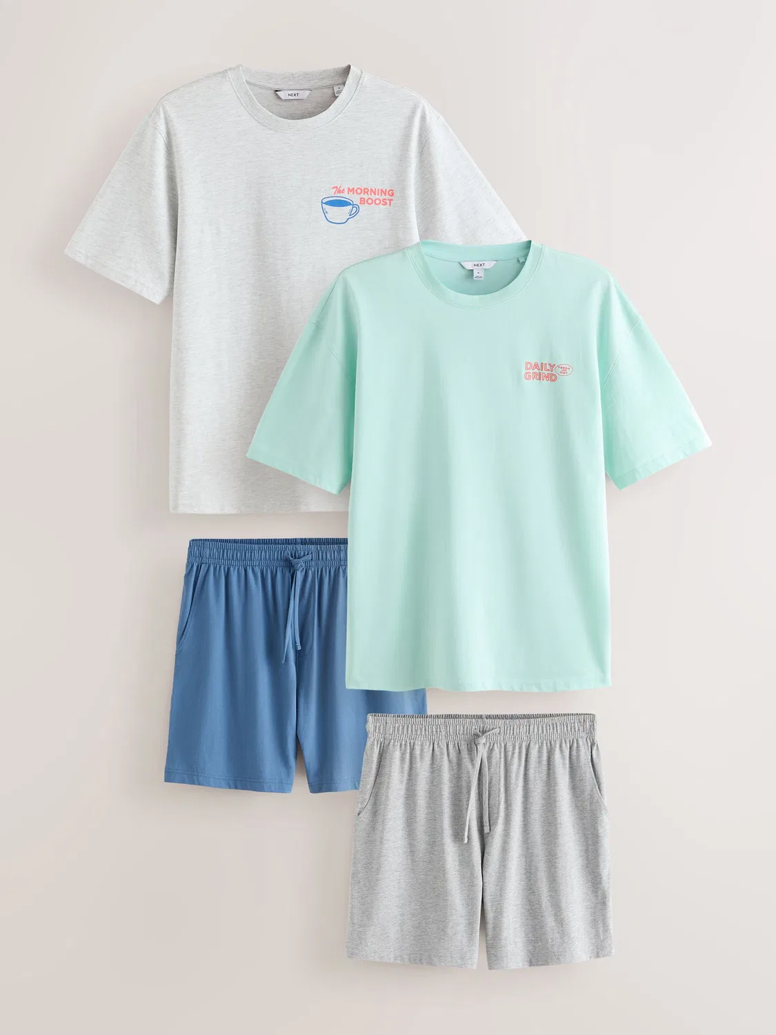 Пижамный набор, графический принт, Green/Grey Next