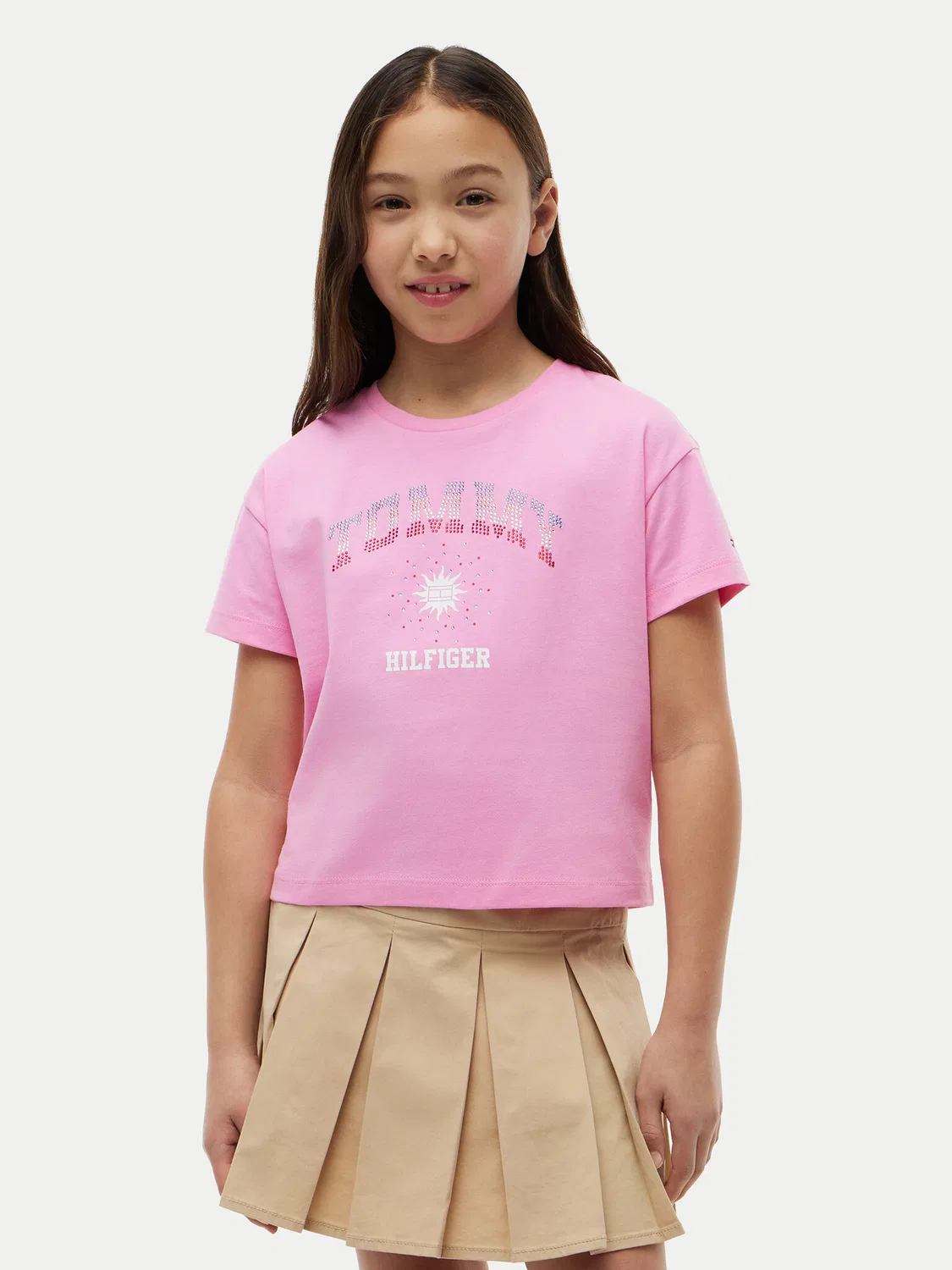 Футболка стандартного кроя для девочки Sun Rhinestone Tommy Hilfiger, розовый